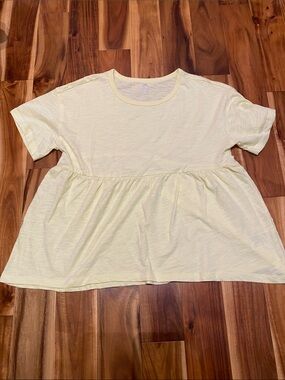 NWOT GAP Girls Size XXL Light Yellow Peplum Short Sleeve Loose T-shirt